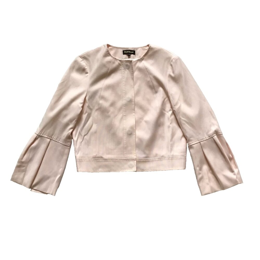 Paul Stuart Snap Button Jacket Blazer Coat Womens 4 Pink Lined Flare Sleeve Wool